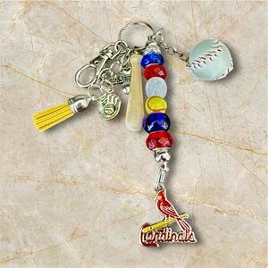 St. Louis Cardinals Beaded Hanging Keychain Purse Bag Charms